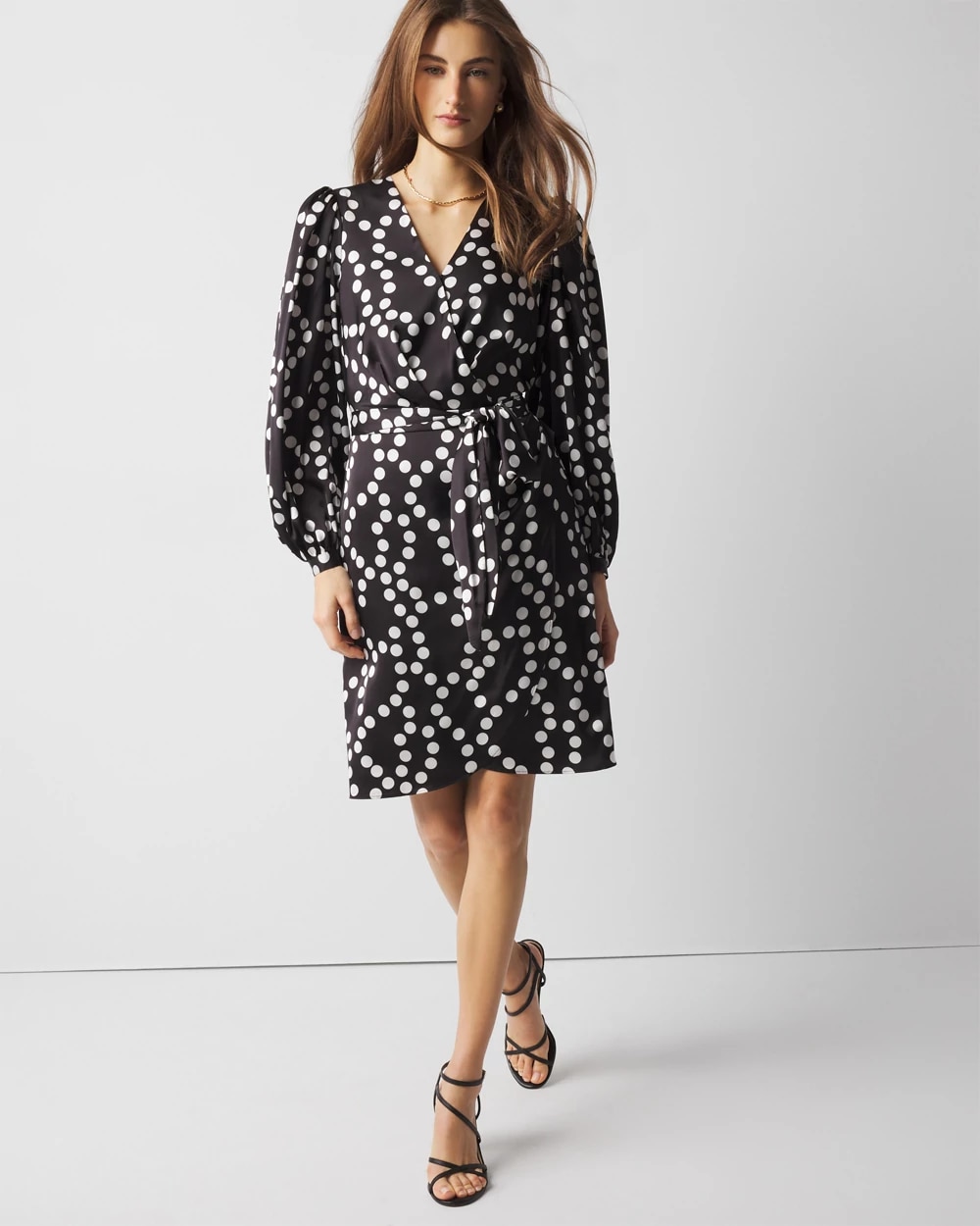 Polka Dot Faux Wrap Dress White House Black Market